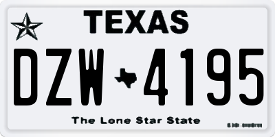 TX license plate DZW4195