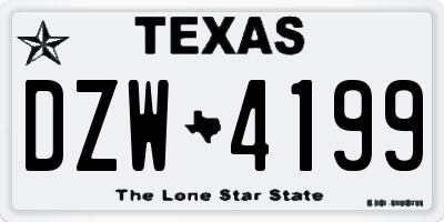 TX license plate DZW4199