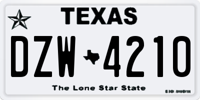 TX license plate DZW4210