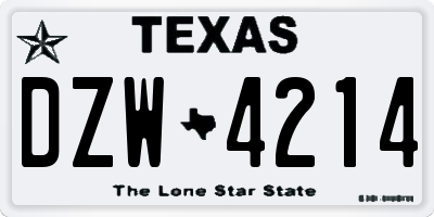 TX license plate DZW4214