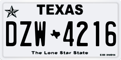 TX license plate DZW4216