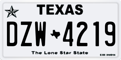 TX license plate DZW4219