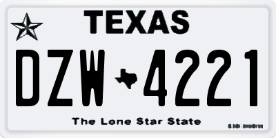 TX license plate DZW4221