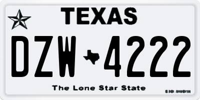 TX license plate DZW4222