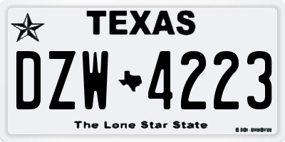 TX license plate DZW4223