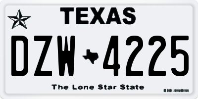 TX license plate DZW4225