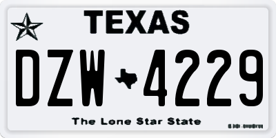 TX license plate DZW4229