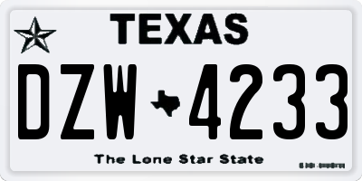 TX license plate DZW4233
