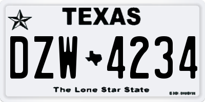 TX license plate DZW4234