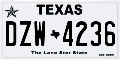 TX license plate DZW4236