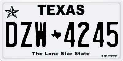 TX license plate DZW4245