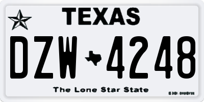 TX license plate DZW4248