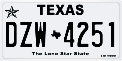 TX license plate DZW4251
