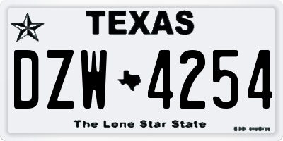 TX license plate DZW4254