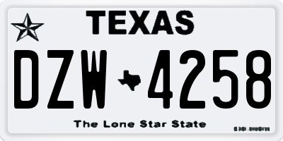 TX license plate DZW4258