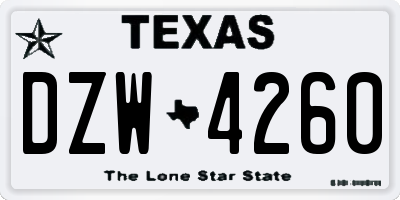 TX license plate DZW4260