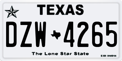 TX license plate DZW4265
