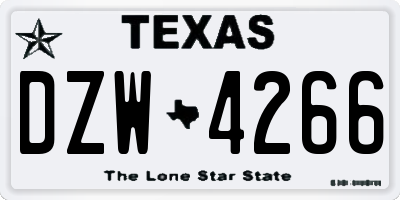 TX license plate DZW4266