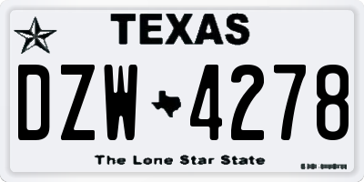 TX license plate DZW4278