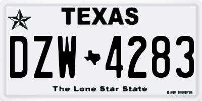 TX license plate DZW4283