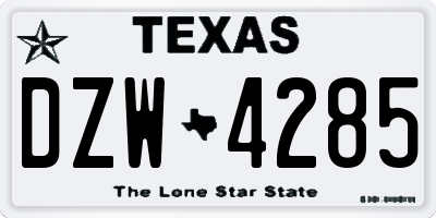 TX license plate DZW4285