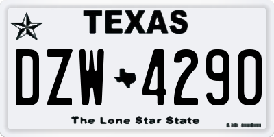TX license plate DZW4290