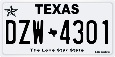 TX license plate DZW4301