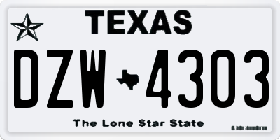 TX license plate DZW4303