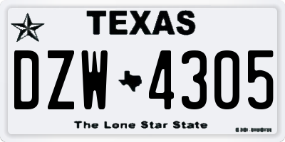 TX license plate DZW4305