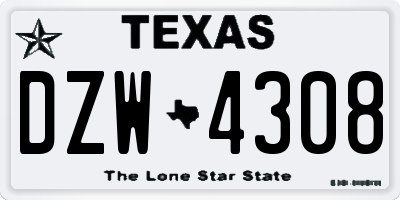TX license plate DZW4308