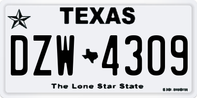 TX license plate DZW4309