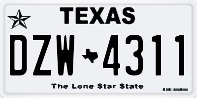 TX license plate DZW4311