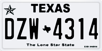 TX license plate DZW4314