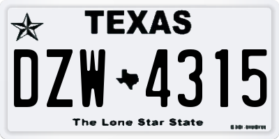 TX license plate DZW4315