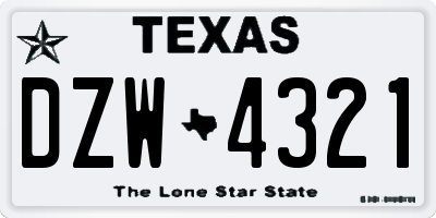 TX license plate DZW4321