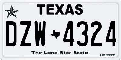 TX license plate DZW4324