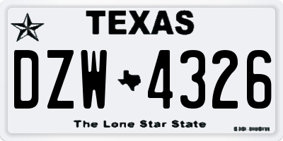 TX license plate DZW4326