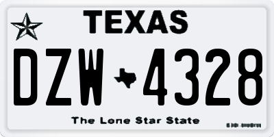 TX license plate DZW4328