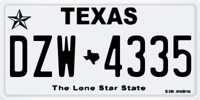 TX license plate DZW4335