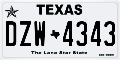 TX license plate DZW4343