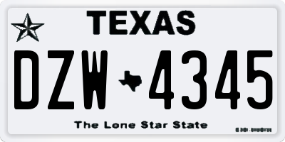 TX license plate DZW4345