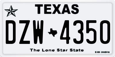 TX license plate DZW4350