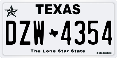 TX license plate DZW4354