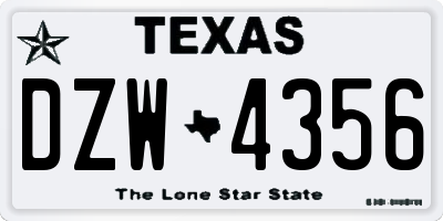 TX license plate DZW4356