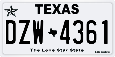 TX license plate DZW4361
