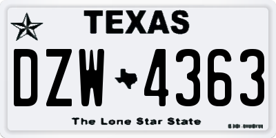 TX license plate DZW4363