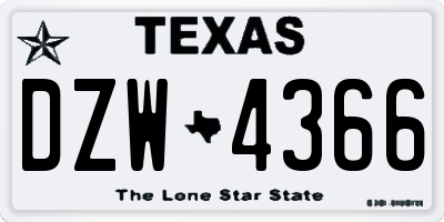 TX license plate DZW4366