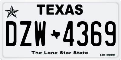 TX license plate DZW4369