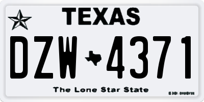 TX license plate DZW4371