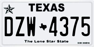 TX license plate DZW4375
